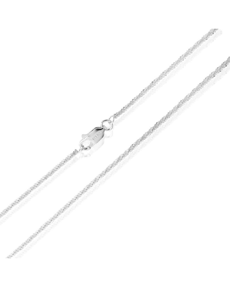 Sterling Silver 2mm Twisted Rock Chain Necklace For Women, Size 14" - 36" Italy Sterling Silver 18.0 Inches $12.00 Necklaces