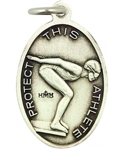 Sterling Silver Saint St Sebastian Female Sports Athlete Medal Pendant, 7/8 Inch Swimming $28.30 Pendants