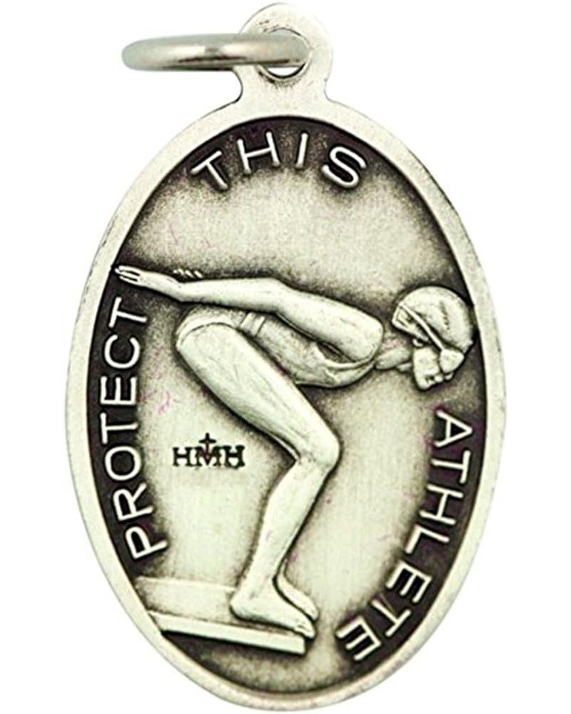 Sterling Silver Saint St Sebastian Female Sports Athlete Medal Pendant, 7/8 Inch Swimming $28.30 Pendants