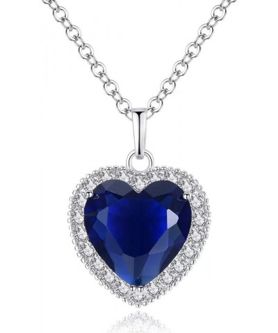 Titanic Heart of the Ocean Neckalce The Blue Love Pendant Necklaces, White Gold Plated Necklace Sterling Silver Sapphire Big ...