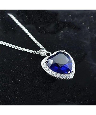 Titanic Heart of the Ocean Neckalce The Blue Love Pendant Necklaces, White Gold Plated Necklace Sterling Silver Sapphire Big ...