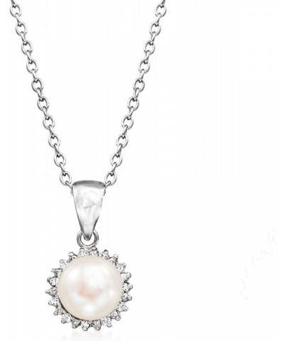 7-7.5mm Cultured Pearl Pendant Necklace With Diamond Accents in Sterling Silver. 18 inches $29.44 Necklaces