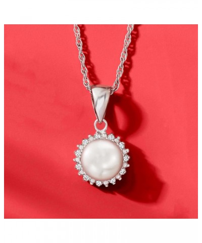 7-7.5mm Cultured Pearl Pendant Necklace With Diamond Accents in Sterling Silver. 18 inches $29.44 Necklaces