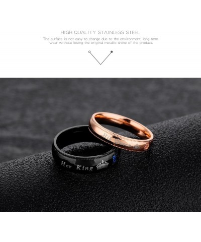 Couples Her King and His Queen Enagagement Bridal Ring Set 2PCS, Black Rose Gold Color His 12 Her 9 $9.85 Bracelets