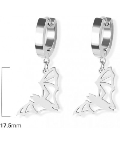 316L Stainless Steel Bat Outline Dangling Huggie Hoop Earrings, Sold as a Pair Silver Tone $8.84 Earrings