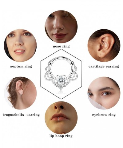 12PCS 16G Septum Rings for Women Men Black Silver Gold Surgical Steel Septum Jewelry Cute CZ Dangle Horseshoe Nose Rings Hoop...