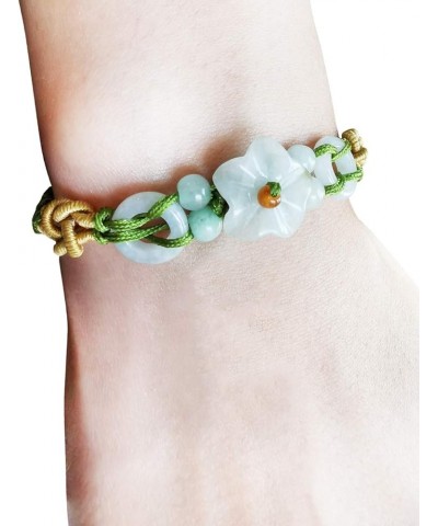 Jadeite Jade Hand Carved Beaded Cord Bracelet Genuine Certified Grade A Jadeite Star Flower $34.83 Bracelets