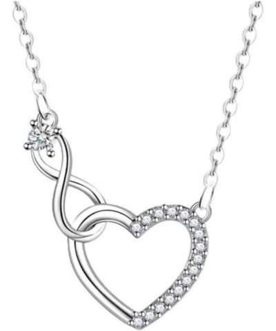 Minimalist Cross Chain Rhinestone Interlocking Infinity and Heart Necklace with Silver color chain for Women and Girls $9.53 ...