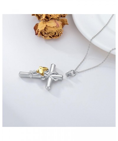 Cross Urn Necklace for Ashes 925 Sterling Silver Cremation Jewelry with Funnel Filler Kit Ashes Necklace for Human Women Girl...