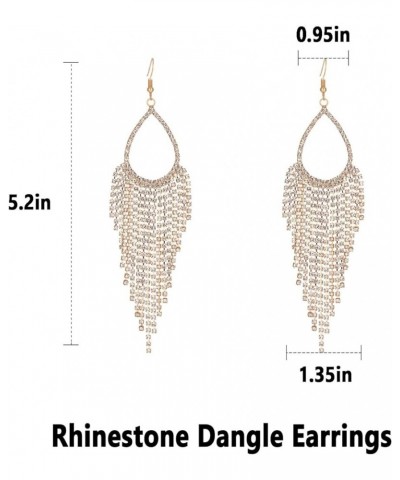 Chandelier Tassel Linear Dangle Drop Earrings for Women Rhinestone Earring Austrian Crystal Wedding Party Boho Long Chain 252...