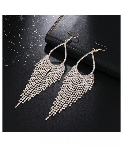 Chandelier Tassel Linear Dangle Drop Earrings for Women Rhinestone Earring Austrian Crystal Wedding Party Boho Long Chain 252...