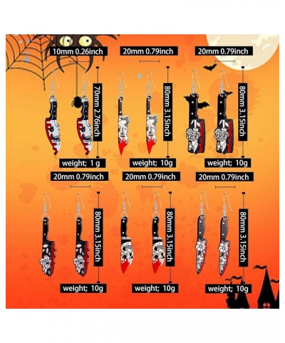 6 Pairs Halloween Blood Printed Earrings Gothic Acrylic Knife Drop Dangle Earring Set Knife Earring for Women Girl Hip Hop Ha...