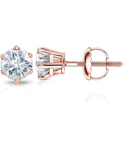 1 to 7 Carat Moissanite Round Stud Earrings for Women in 14k Gold (J-K, TGW) 6-Prong Set Screw Back Rose Gold 1.5 carats $295...