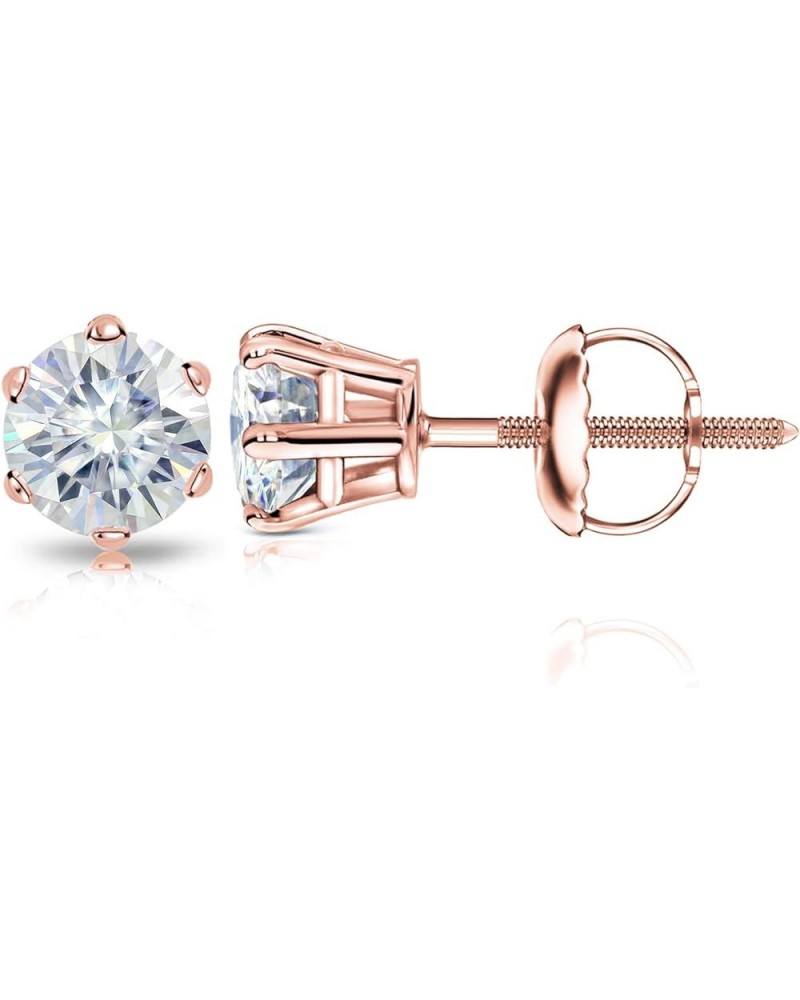 1 to 7 Carat Moissanite Round Stud Earrings for Women in 14k Gold (J-K, TGW) 6-Prong Set Screw Back Rose Gold 1.5 carats $295...