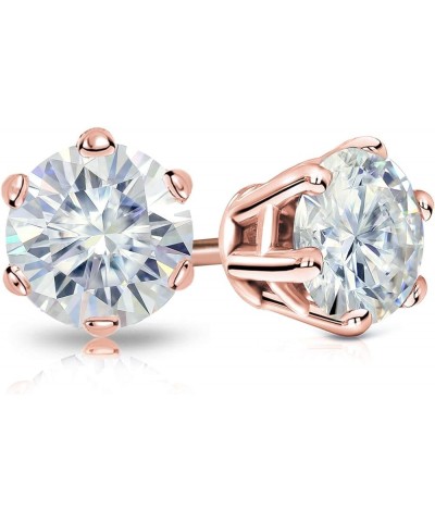 1 to 7 Carat Moissanite Round Stud Earrings for Women in 14k Gold (J-K, TGW) 6-Prong Set Screw Back Rose Gold 1.5 carats $295...