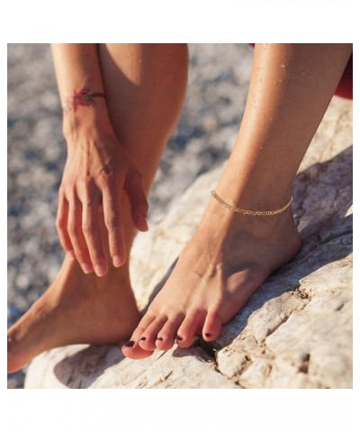 Gold Dainty Anklet,14K Gold Plated Boho CZ Star Beach Cute Pig Nose Tassel Disc Foot Chain Ankle Bracelet Lace Chain Anklet f...