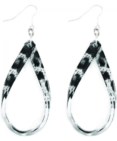 Resin Tear Drop Loop Earring Leopard Gray $11.00 Earrings