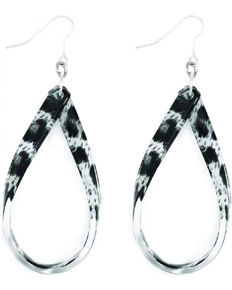 Resin Tear Drop Loop Earring Leopard Gray $11.00 Earrings