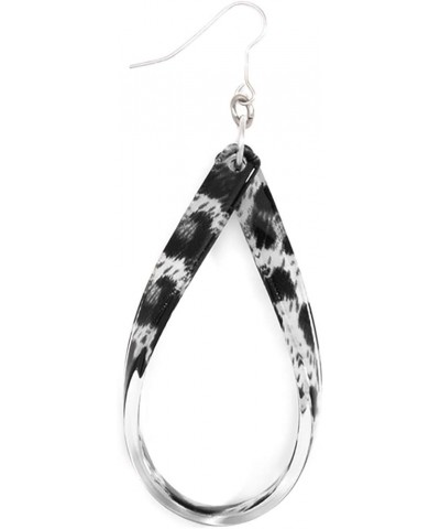 Resin Tear Drop Loop Earring Leopard Gray $11.00 Earrings