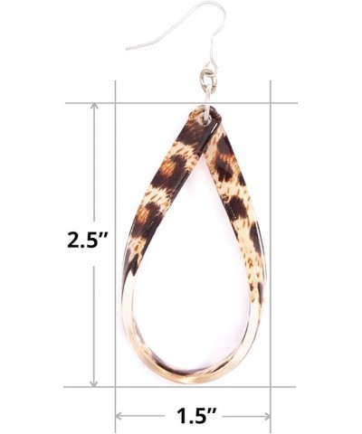 Resin Tear Drop Loop Earring Leopard Gray $11.00 Earrings