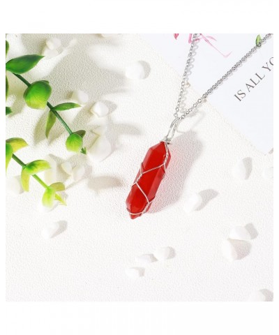 Carnelian Necklace Bracelet Set Natural Carnelian Rock Crystal Stone Necklace Red Stone Crystal Necklace Bracelets for Women ...