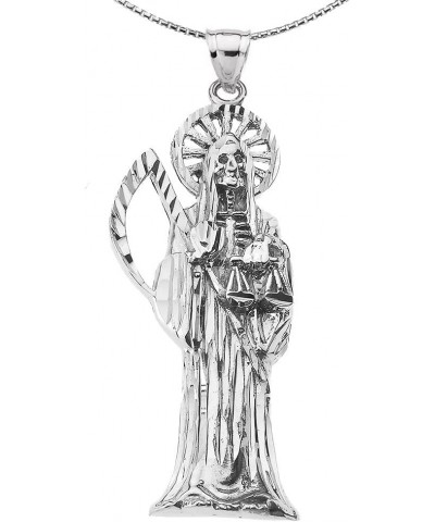 Skeleton Jewelry Santa Muerte (Grim Reaper) in Sterling Silver Pendant Necklace 16 Inches $34.65 Necklaces