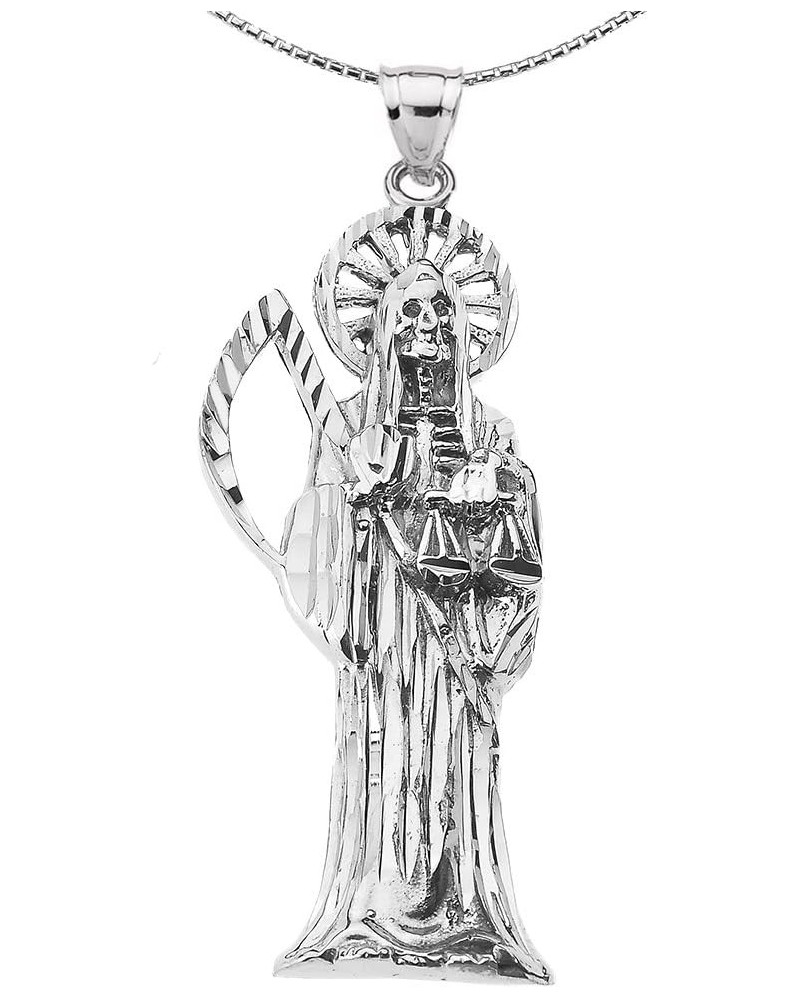 Skeleton Jewelry Santa Muerte (Grim Reaper) in Sterling Silver Pendant Necklace 16 Inches $34.65 Necklaces