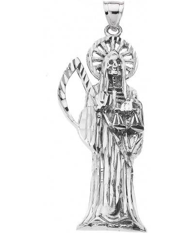 Skeleton Jewelry Santa Muerte (Grim Reaper) in Sterling Silver Pendant Necklace 16 Inches $34.65 Necklaces