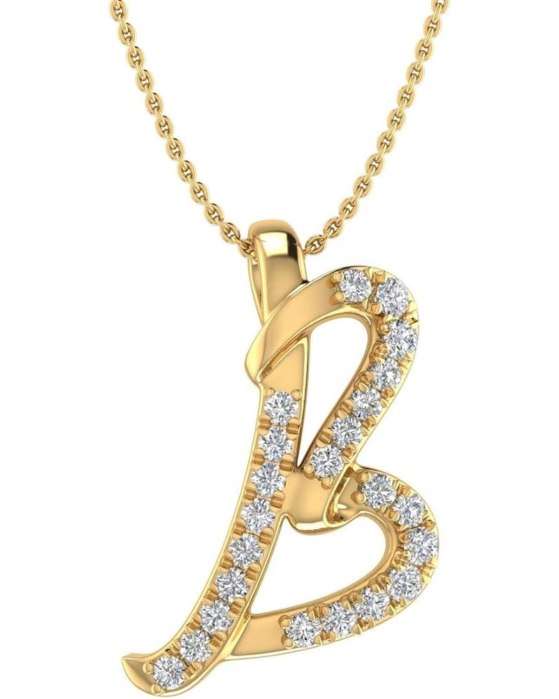 Diamond Initial Letter Pendant Necklace in 14K Yellow Gold (with Silver Chain) (I1-I2 Clarity) B $86.10 Necklaces