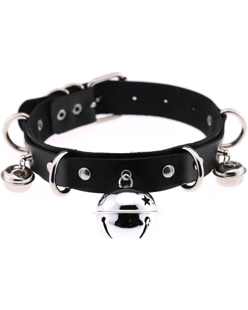 Women's Gothic Adjustable PU Leather Collar 1 PCS Girl's Rock Trendy Punk Choker Small Bell & Black $10.19 Necklaces