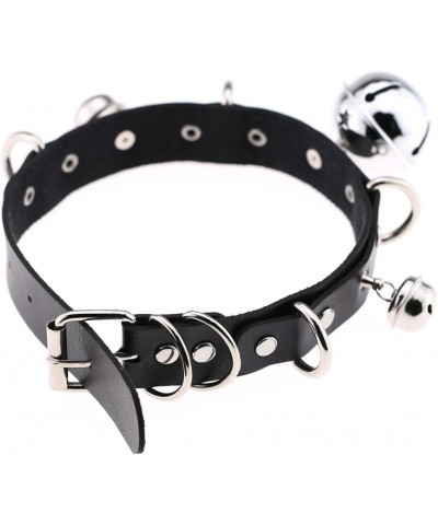 Women's Gothic Adjustable PU Leather Collar 1 PCS Girl's Rock Trendy Punk Choker Small Bell & Black $10.19 Necklaces