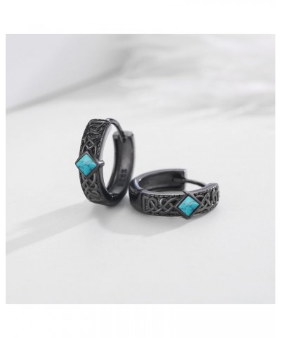 925 Sterling Silver Cross/Celtic Knot/Viking/Sword/Turquoise/Thor Hammer Black Silver Gold Hoop Huggie Dangle Earrings Multip...