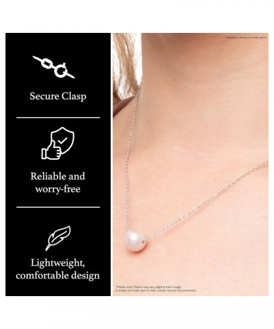 Single Floating Pearl Genuine Freshwater Cultured 10-11mm Pendant Necklace for Women 17 Black White Gold $22.50 Necklaces