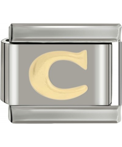 Italian Charms, Gold Initial Italian Charms, 9mm Italian Charm Bracelet Link C $6.48 Bracelets