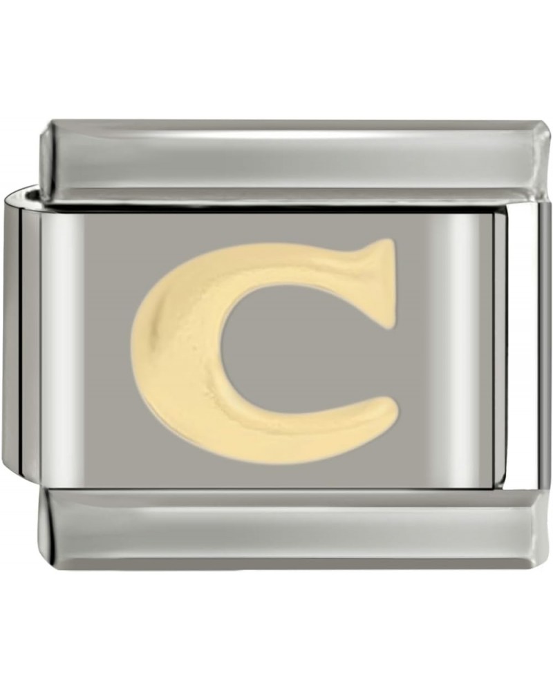 Italian Charms, Gold Initial Italian Charms, 9mm Italian Charm Bracelet Link C $6.48 Bracelets