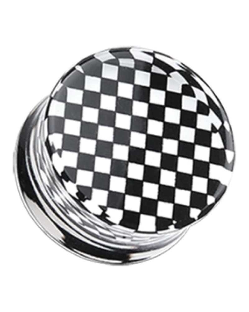 Classic Checker Inlay Double Flared Ear Gauge Plug (Sold by Pair) 5/8", Black $13.19 Body Jewelry