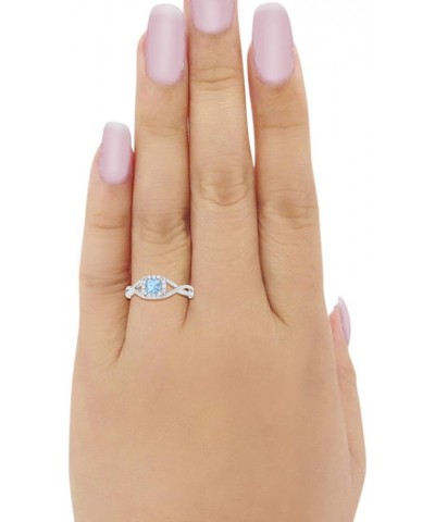 Solitaire Infinity Shank Ring Princess Cut Simulated Stone 925 Sterling Silver Choose Color Simulated Aquamarine $10.50 Rings