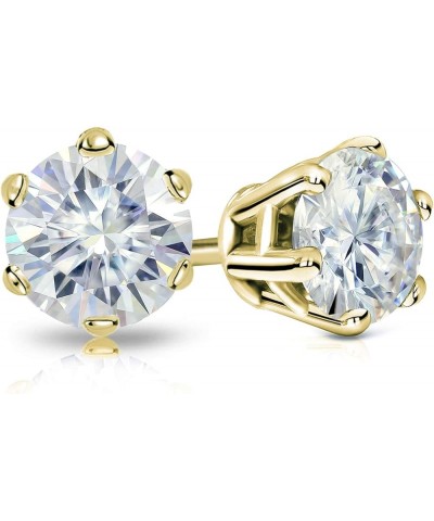 1 to 7 Carat Moissanite Round Stud Earrings for Women in 14k Gold (J-K, TGW) 6-Prong Set Screw Back Yellow Gold 3.0 carats $2...