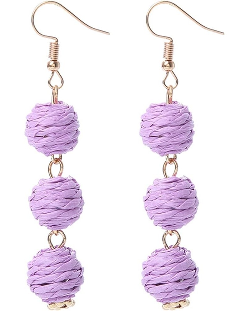 Drop Earrings Bohemian Handmade Earrings Bright Color Retro Chic Jewelry 1 Pair Purple $4.84 Earrings