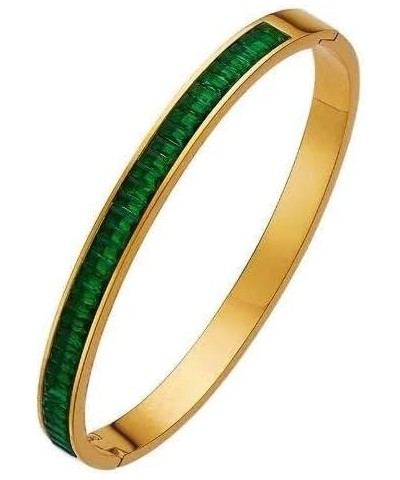 Yellow Gold Hinged Woman 4CT Created Emerald Sapphire Bangle Bracelet Plated $11.21 Bracelets