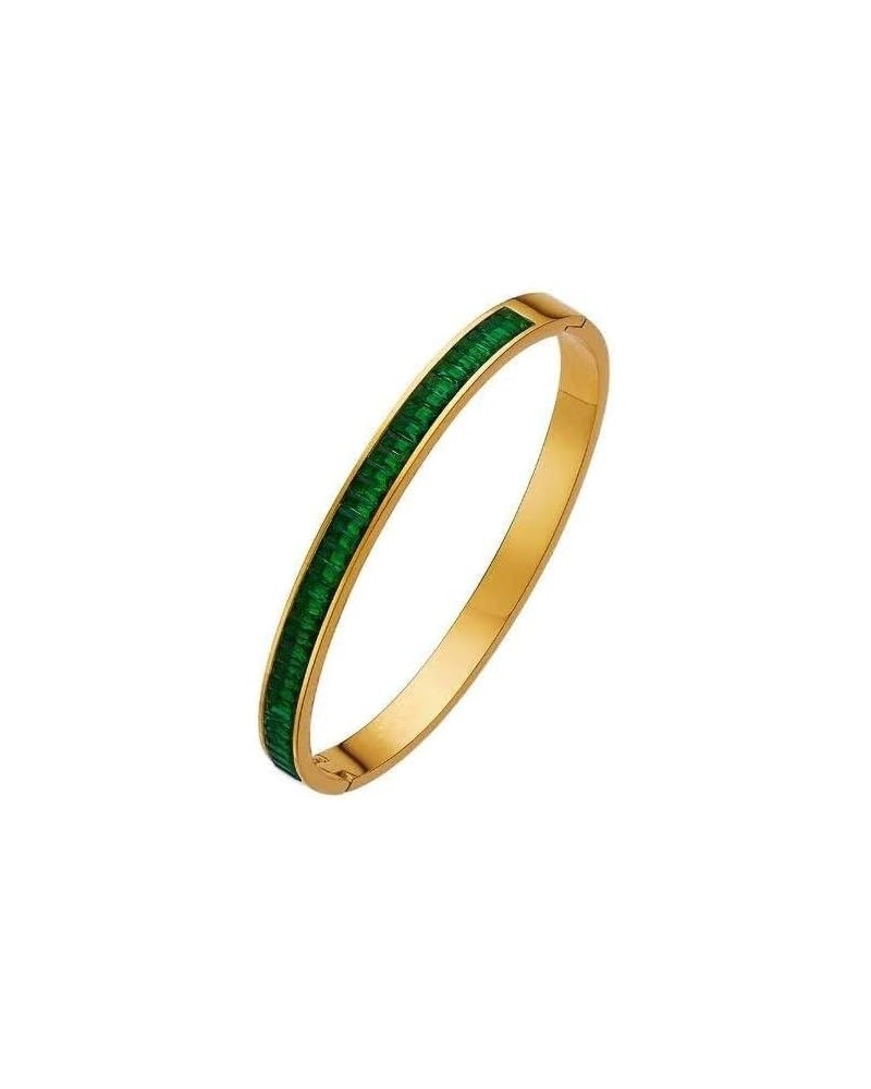 Yellow Gold Hinged Woman 4CT Created Emerald Sapphire Bangle Bracelet Plated $11.21 Bracelets