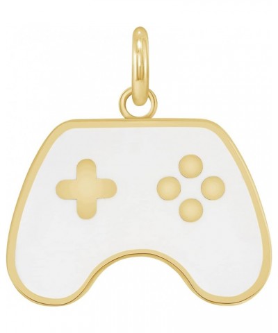 Gaming Controller Pendant Necklace in Solid 14k Gold, Gamer Gifts, Made in America Pendant Only Yellow Gold White Enamel $85....