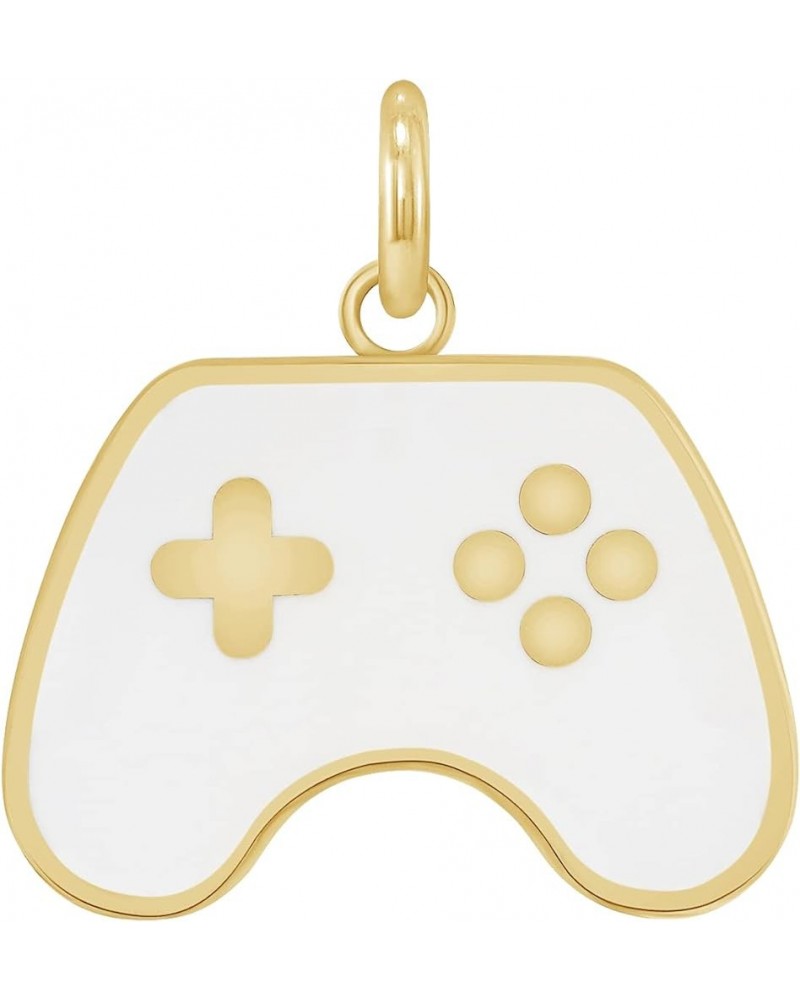 Gaming Controller Pendant Necklace in Solid 14k Gold, Gamer Gifts, Made in America Pendant Only Yellow Gold White Enamel $85....