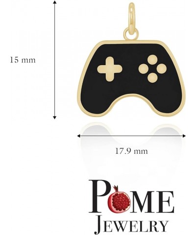 Gaming Controller Pendant Necklace in Solid 14k Gold, Gamer Gifts, Made in America Pendant Only Yellow Gold White Enamel $85....