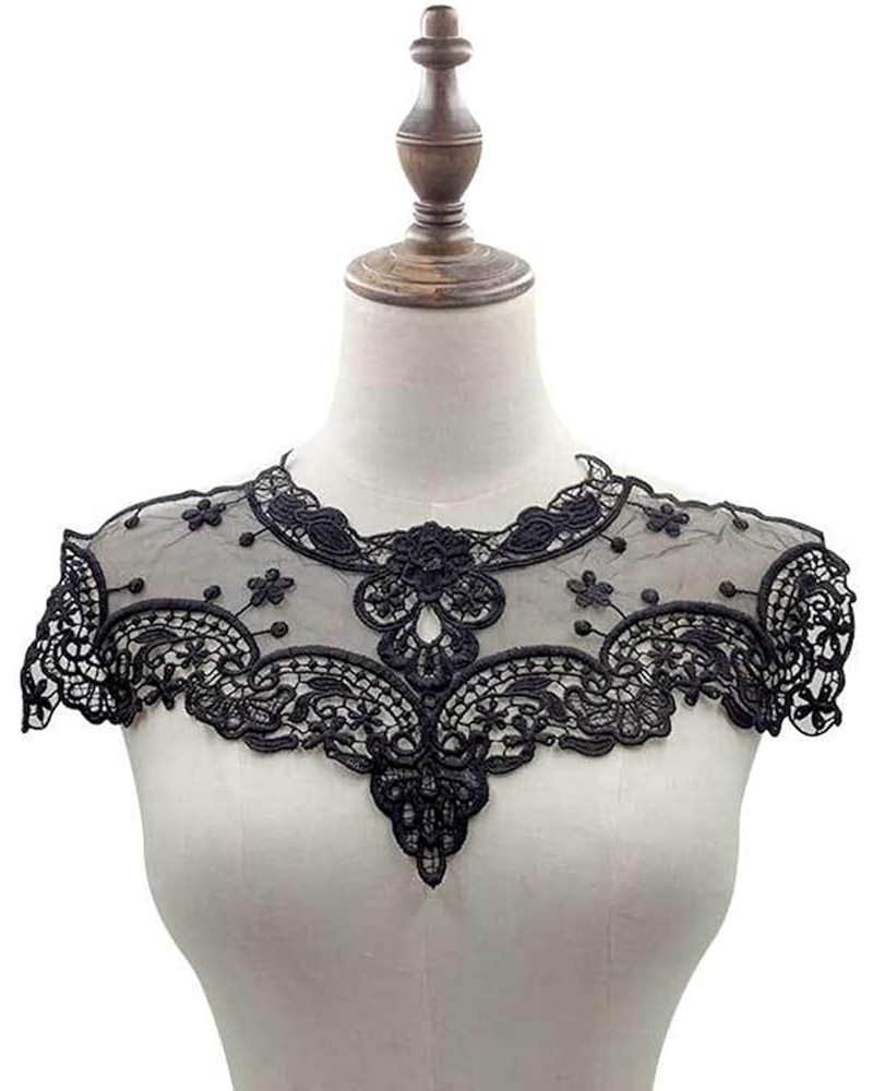 Hollow Out Lace Fake Collar Flower Embroidery Detachable Fake Collar DIY Lace Applique for Women Black $4.54 Necklaces