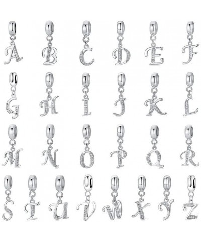 925 Sterling Silver A-Z Letter Charm Beads For Pandora Charm Bracelet Necklace, Alphabet Initials Beads Jewelry Gift, Square ...