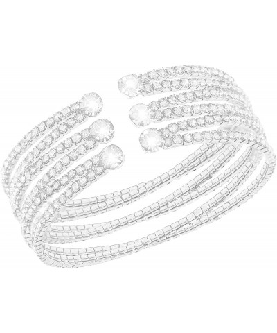 Rhinestone Bracelet for Women Silver Multilayer Cuff Bracelet Craystal Braidal Bracelets Silver 4 $10.61 Bracelets