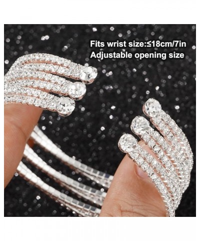 Rhinestone Bracelet for Women Silver Multilayer Cuff Bracelet Craystal Braidal Bracelets Silver 4 $10.61 Bracelets