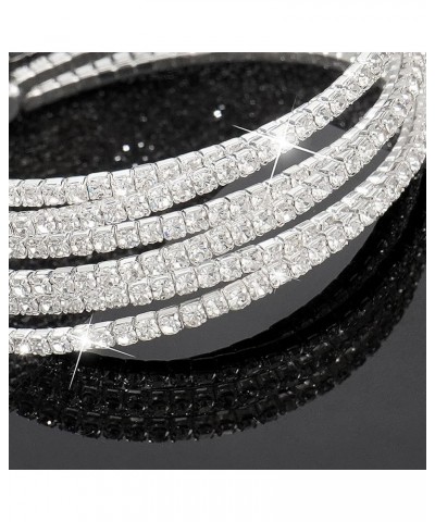 Rhinestone Bracelet for Women Silver Multilayer Cuff Bracelet Craystal Braidal Bracelets Silver 4 $10.61 Bracelets