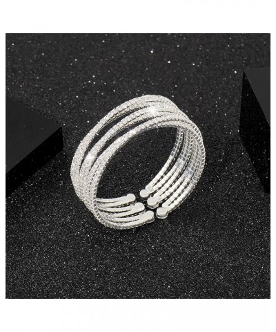 Rhinestone Bracelet for Women Silver Multilayer Cuff Bracelet Craystal Braidal Bracelets Silver 4 $10.61 Bracelets